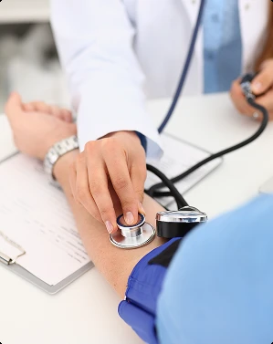 Blood pressure check during a medical exam